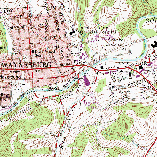 Topographic Map of Sugar Run, PA