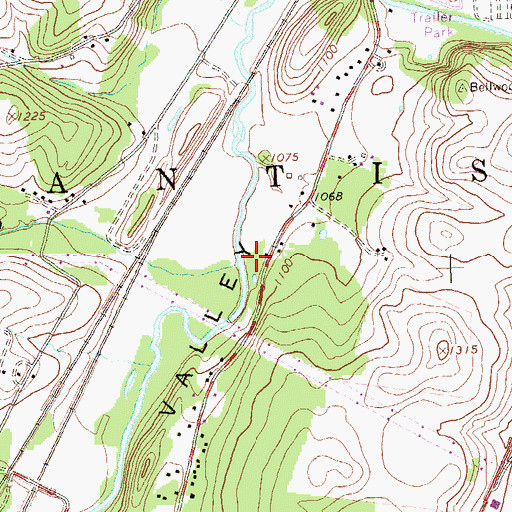 Topographic Map of Sugar Run, PA
