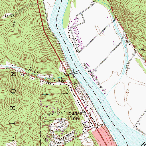 Topographic Map of Sugar Run, PA