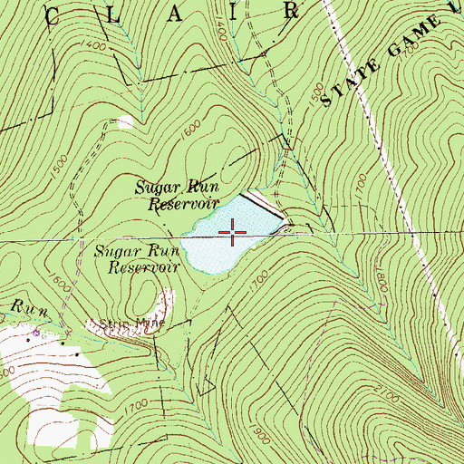 Topographic Map of Sugar Run Reservoir, PA