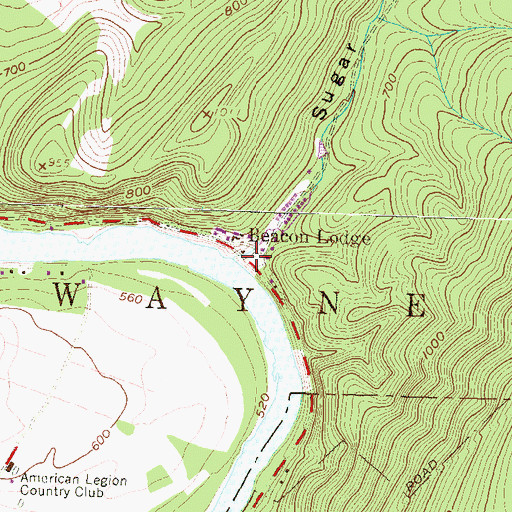 Topographic Map of Sugar Valley, PA