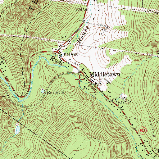 Topographic Map of Sugarcamp Run, PA