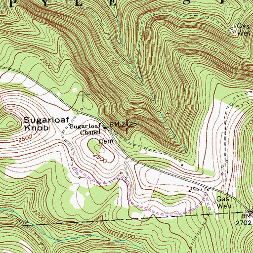 Topographic Map of Sugarloaf Chapel, PA