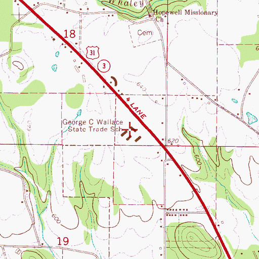 Topographic Map of Wallace State Community College, AL