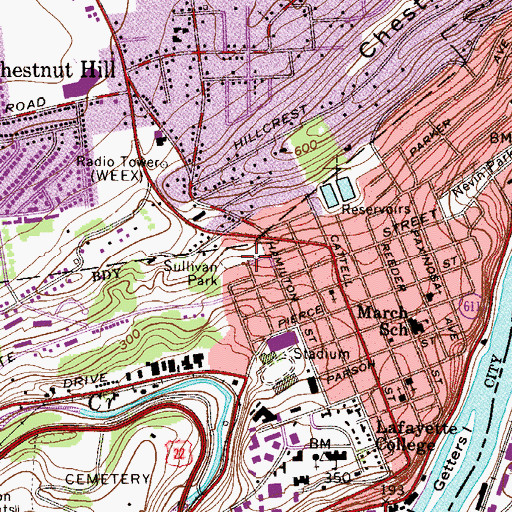 Topographic Map of Sullivan Park, PA