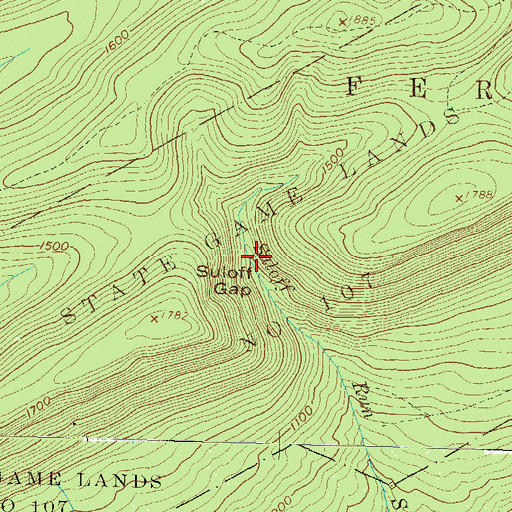 Topographic Map of Suloff Gap, PA