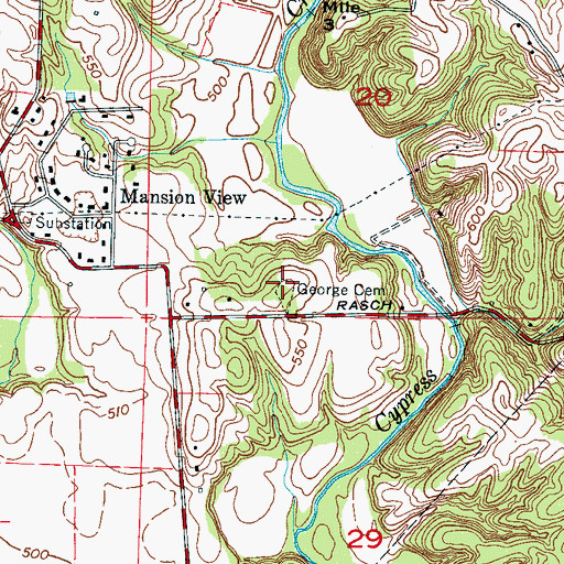 Topographic Map of George Cemetery, AL