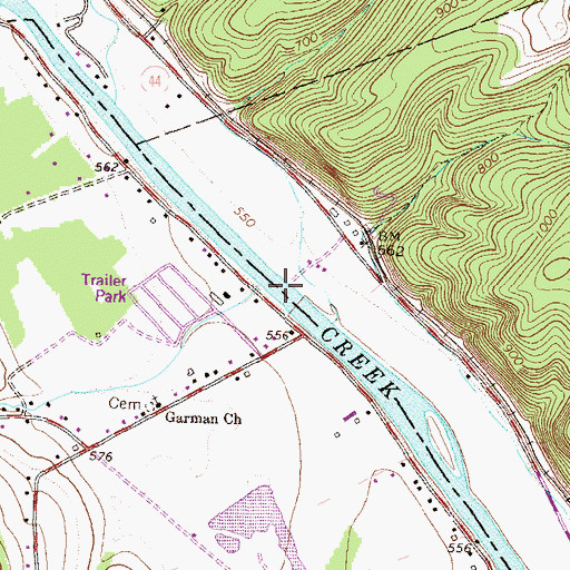 Topographic Map of Sulphur Run, PA