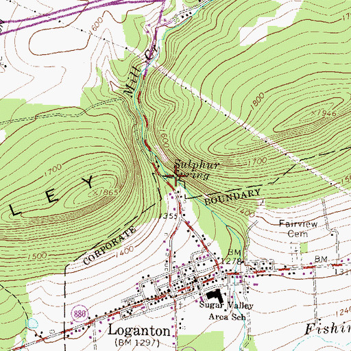 Topographic Map of Sulphur Spring, PA