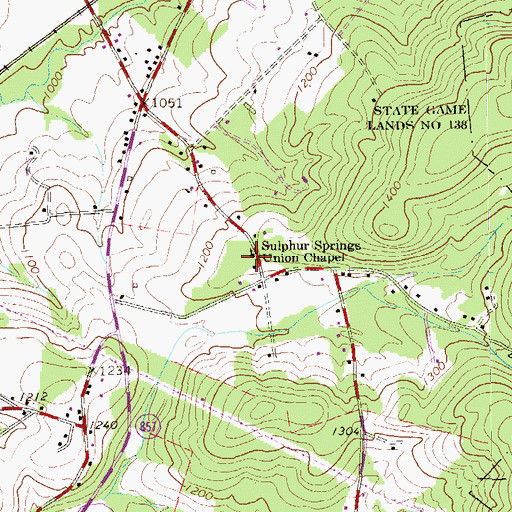 Topographic Map of Sulphur Springs Union Chapel, PA