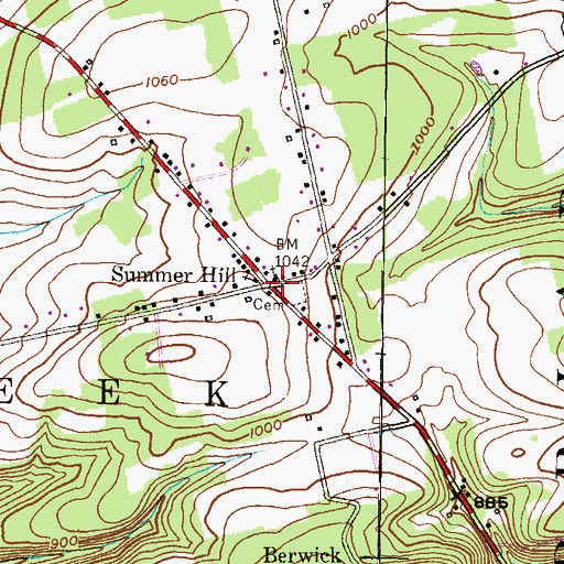 Topographic Map of Summer Hill, PA