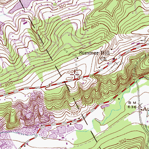 Topographic Map of Summer Hill, PA
