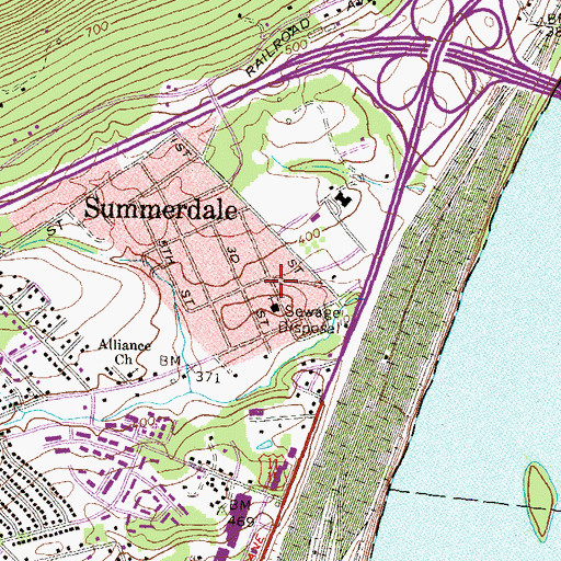 Topographic Map of Summerdale, PA