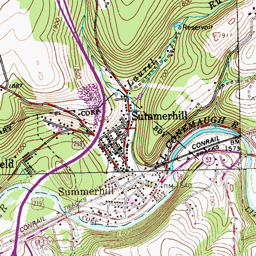 Topographic Map of Summerhill, PA