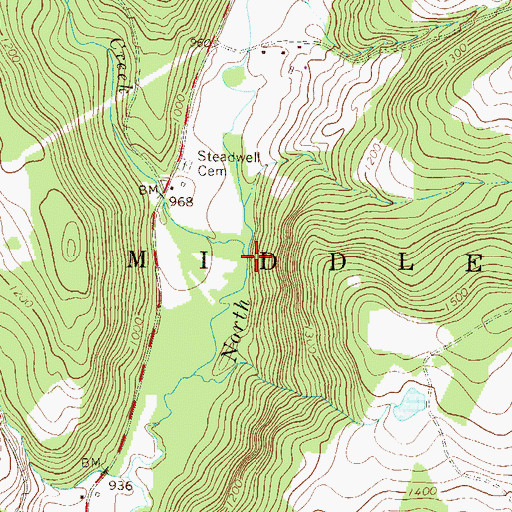 Topographic Map of Summers Creek, PA
