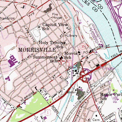 Topographic Map of Summerseat School, PA
