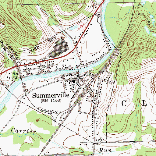 Topographic Map of Summerville, PA