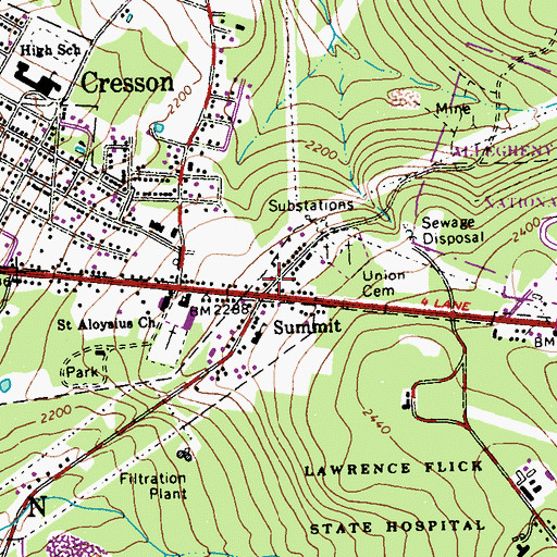 Topographic Map of Summit, PA