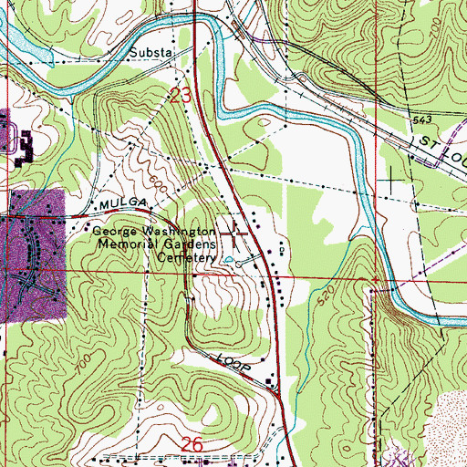 Topographic Map of George Washington Memorial Gardens Cemetery, AL