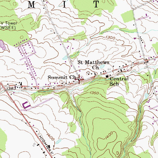 Topographic Map of Summit Church, PA