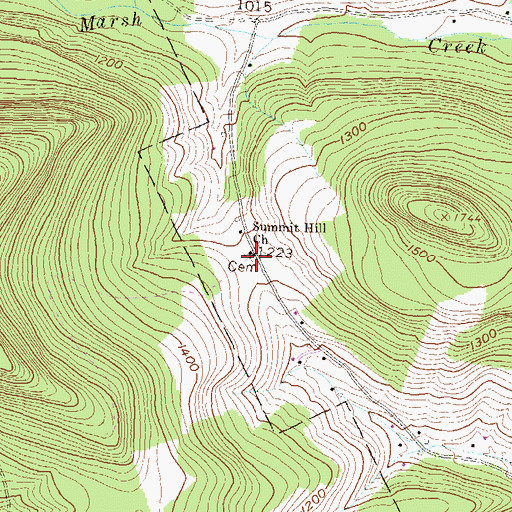 Topographic Map of Summit Hill Church, PA