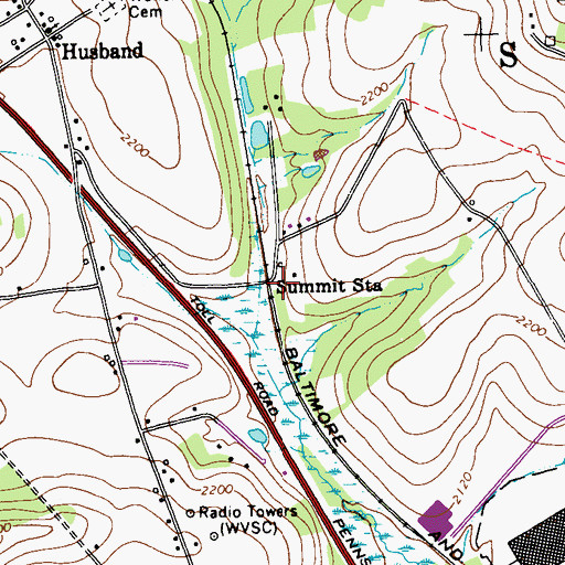 Topographic Map of Summit Station, PA