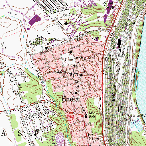 Topographic Map of Summit Street School, PA