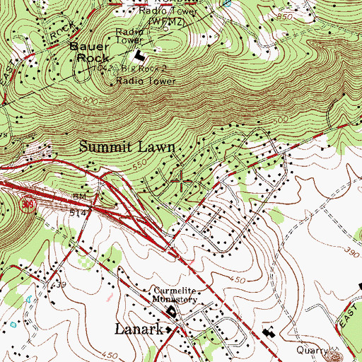 Topographic Map of Summit Lawn, PA