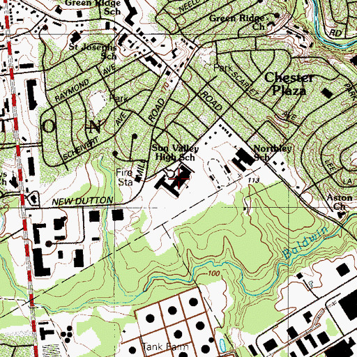 Topographic Map of Sun Valley High School, PA