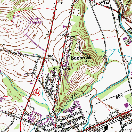 Topographic Map of Sunbrook, PA