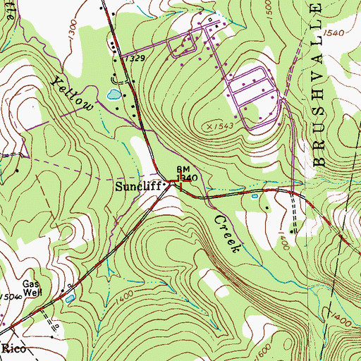 Topographic Map of Suncliff, PA