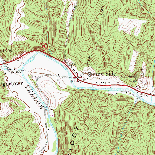 Topographic Map of Sunny Side, PA