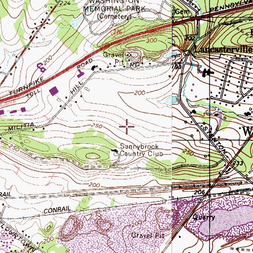 Topographic Map of Sunnybrook Country Club, PA