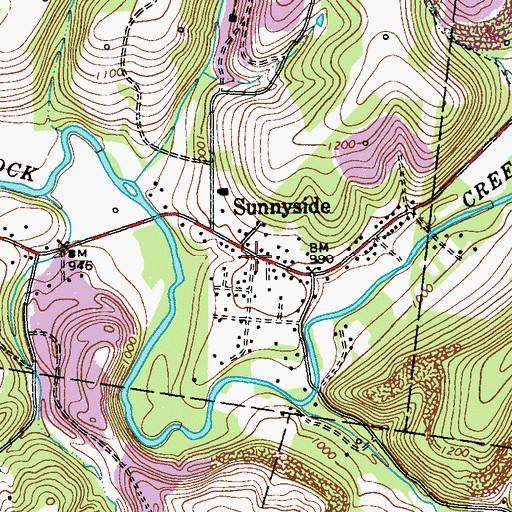 Topographic Map of Sunnyside, PA