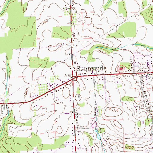 Topographic Map of Sunnyside, PA