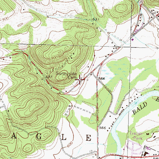 Topographic Map of Sunnyside Cemetery, PA