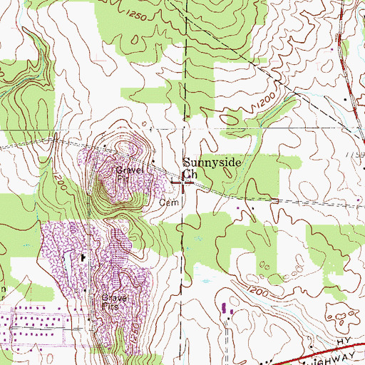 Topographic Map of Sunnyside Church, PA