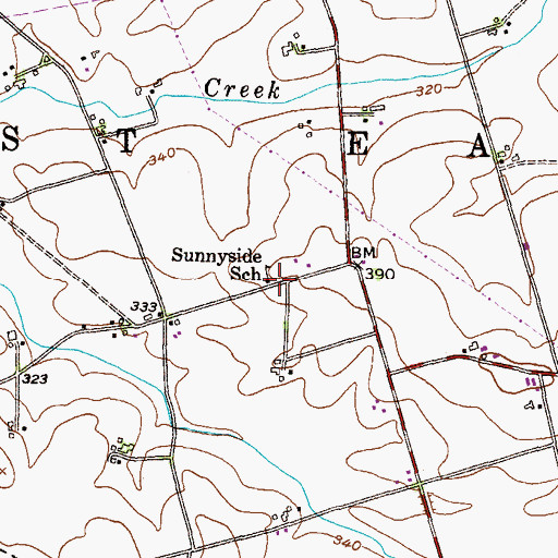 Topographic Map of Sunnyside School, PA