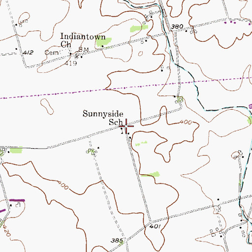 Topographic Map of Sunnyside School, PA