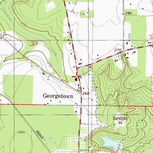 Topographic Map of Georgetown Baptist Church, AL