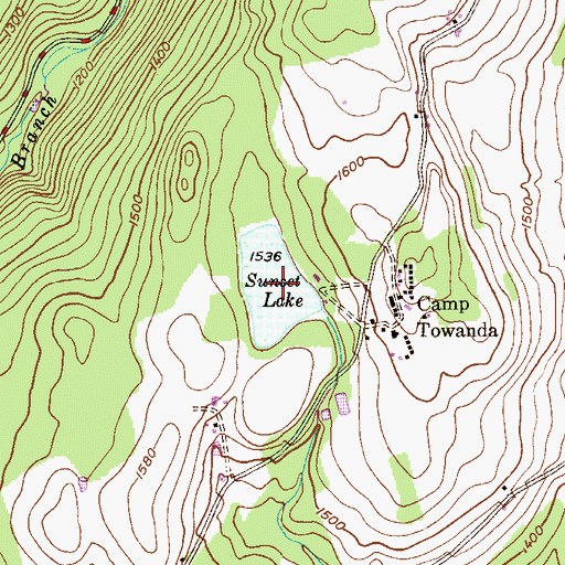 Topographic Map of Sunset Lake, PA