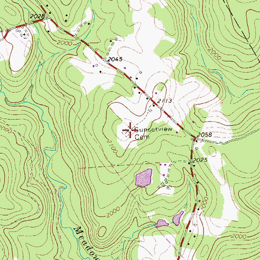 Topographic Map of Sunset View Cemetery, PA