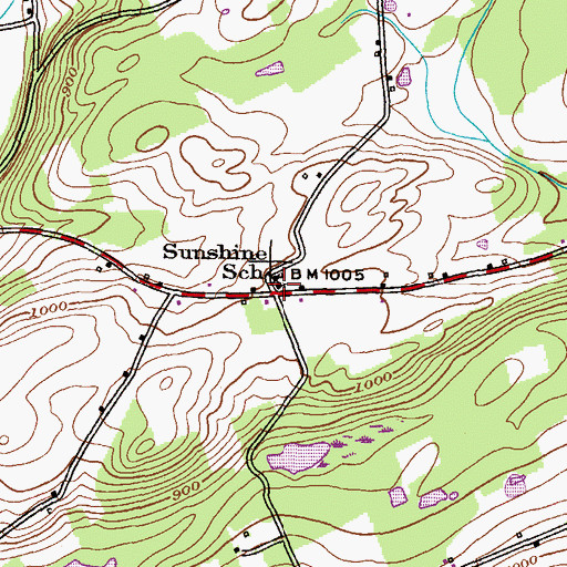 Topographic Map of Sunshine School, PA