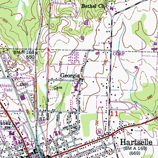 Topographic Map of Georgia, AL