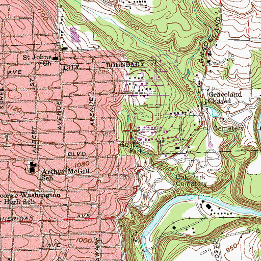 Topographic Map of Sunton Park, PA