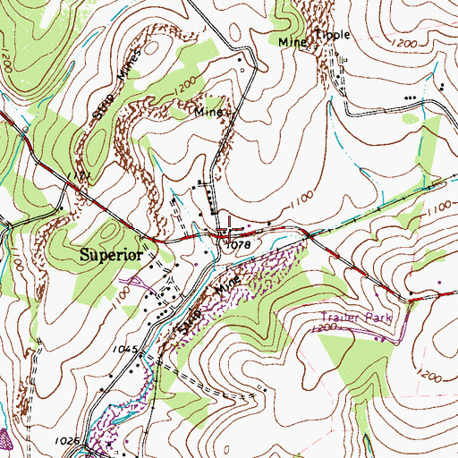 Topographic Map of Superior, PA