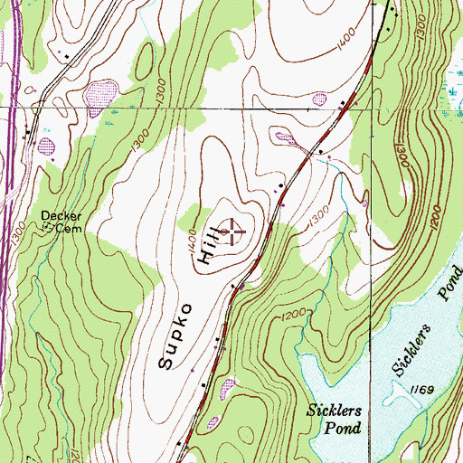 Topographic Map of Supko Hill, PA