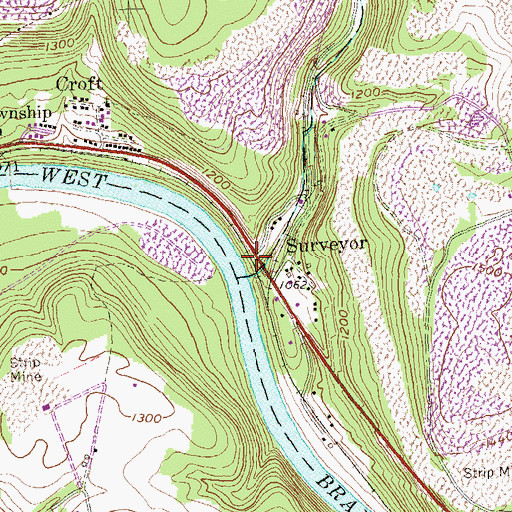 Topographic Map of Surveyor Run, PA