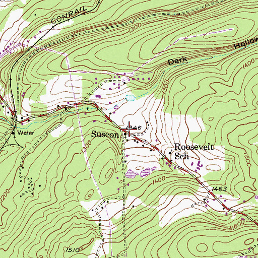 Topographic Map of Suscon, PA