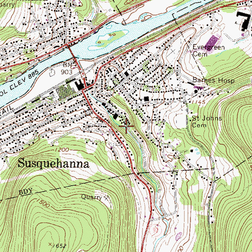 Topographic Map of Susquehanna, PA